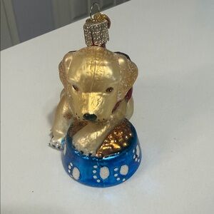 Old World Christmas Hand Crafted Labrador Pup Glass Ornament